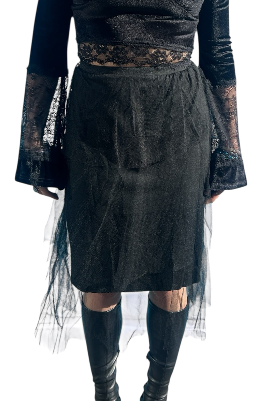 Three Tiered Black Tulle Skirt