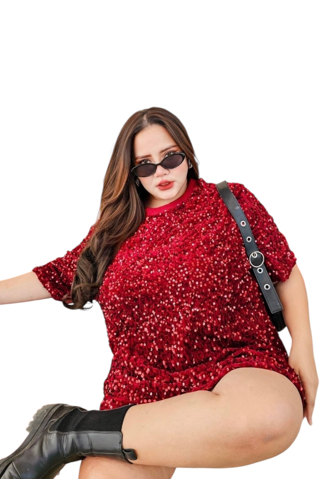 Red Sequin Top Backless