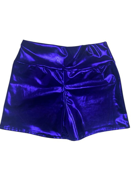 Metallic High Waisted Royal Blue Booty Shorts
