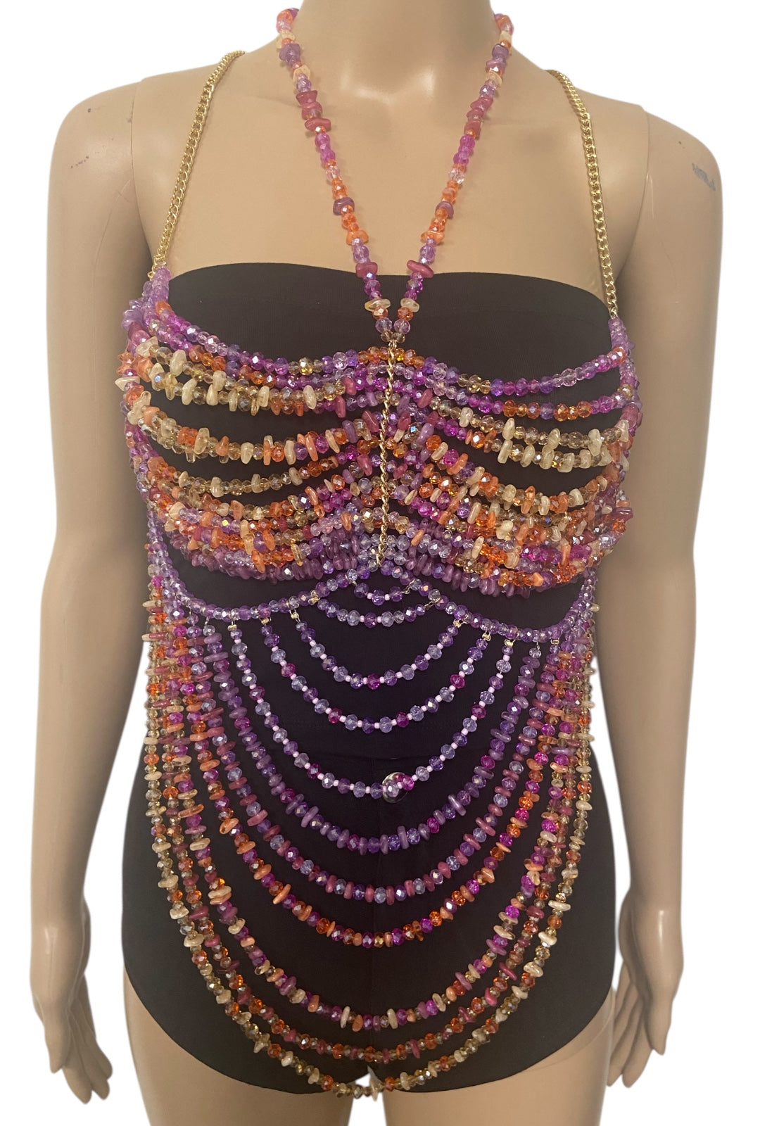 Purple and Orange Beaded Festival Top