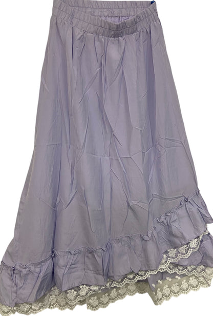 Lavender Boho Skirt With Lace Detail