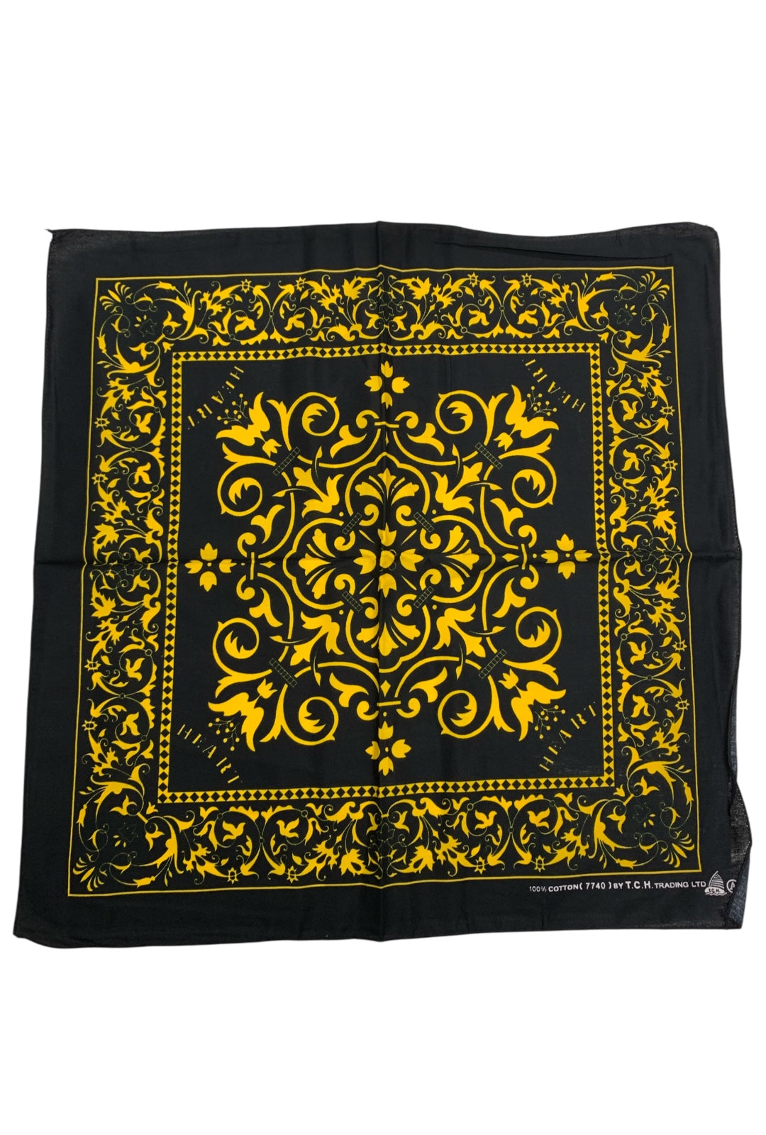 Black with Yellow Print Bandana