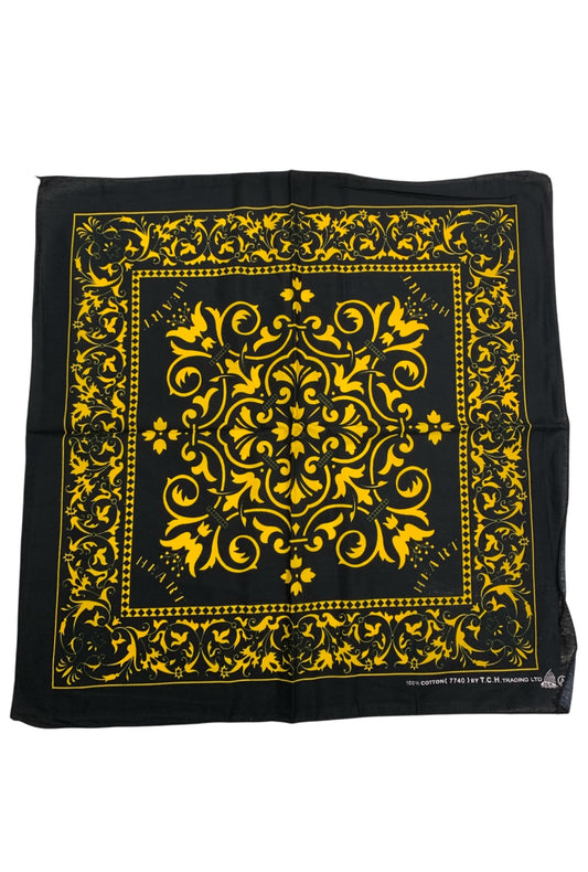 Black with Yellow Print Bandana