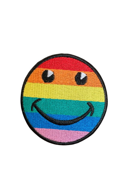 Rainbow Smiley Face Iron On Patch