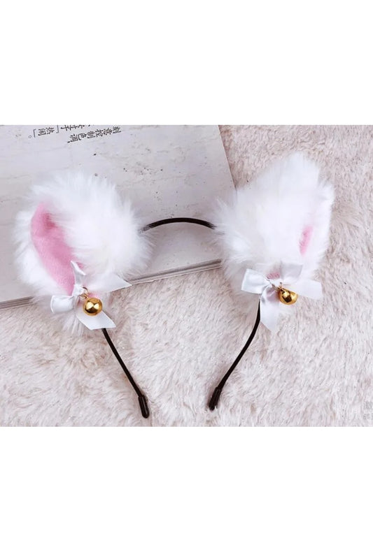 White Fluffy Ears Headband