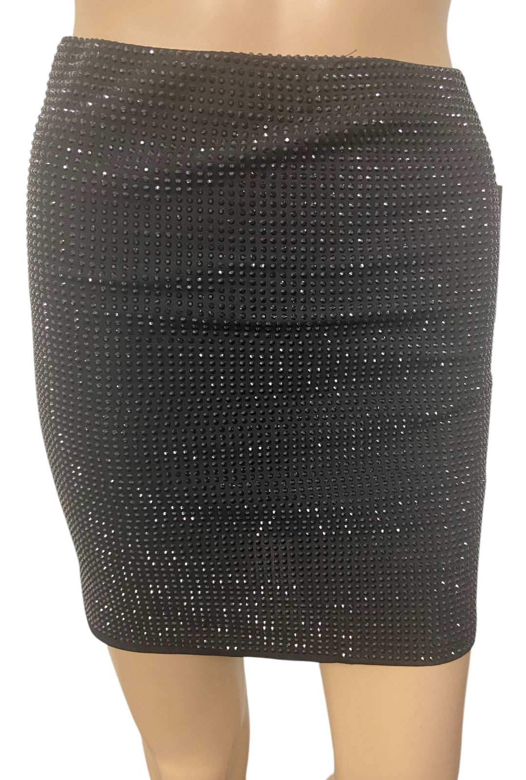 Black Rhinestone Mini Skirt
