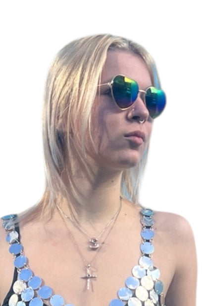 Rainbow Reflective Fashion Heart Glasses
