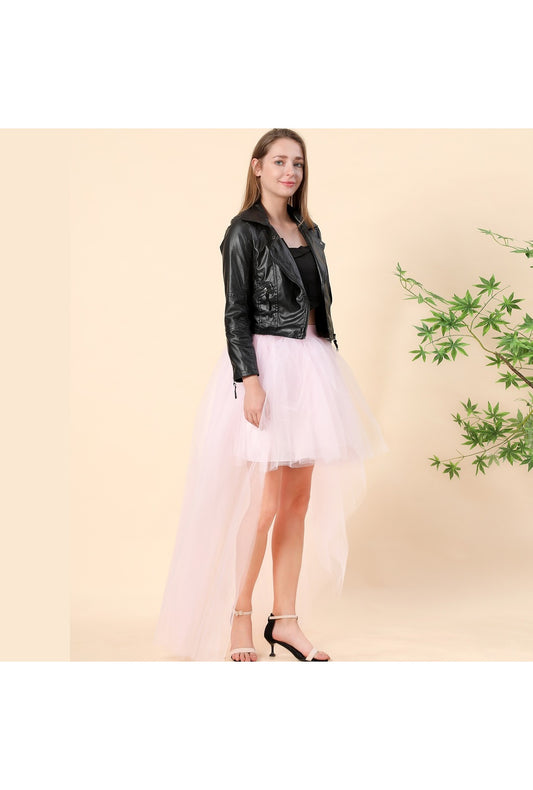 Light Pink High-Low Tulle Skirt