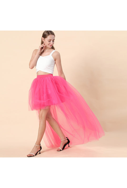 Hot Pink High-Low Tulle Skirt