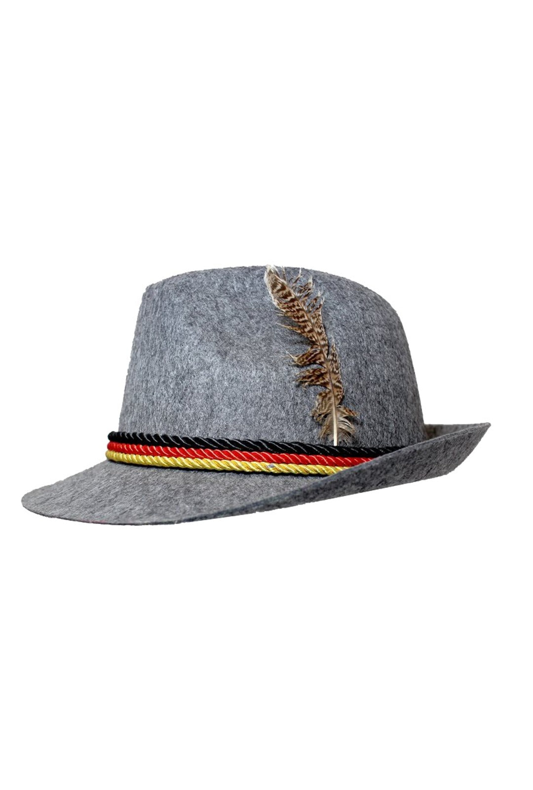 Grey Oktoberfest Trilby Hat with Feather