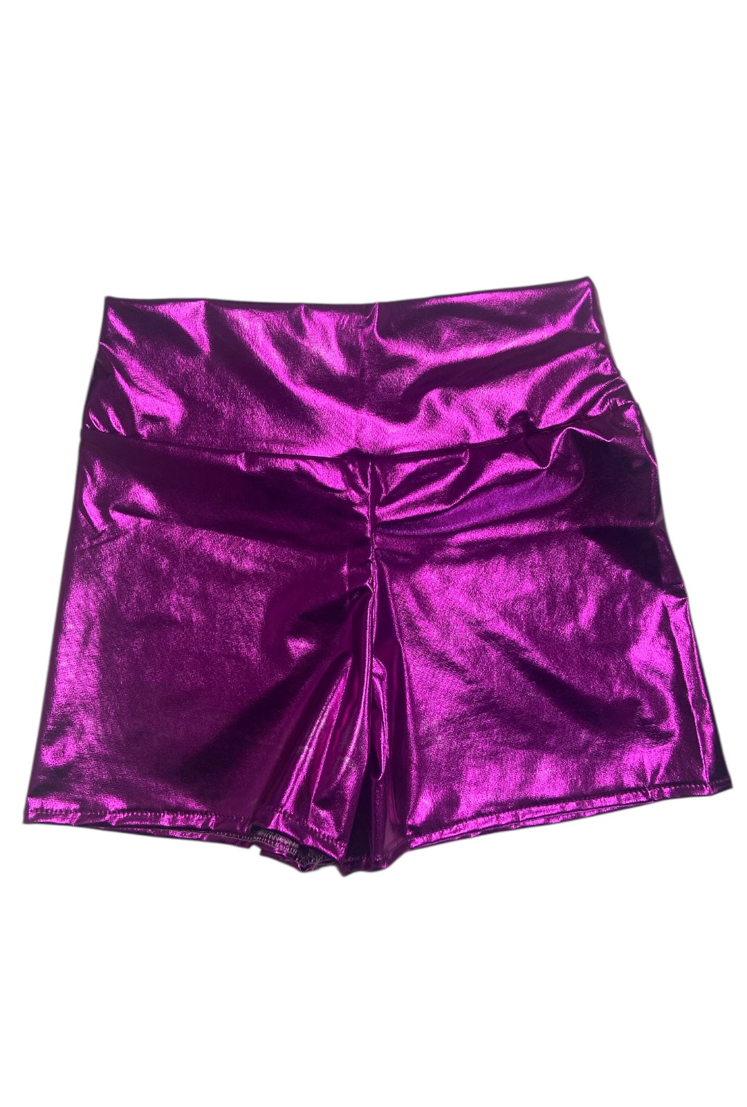 Metallic High Waisted Magenta Booty Shorts