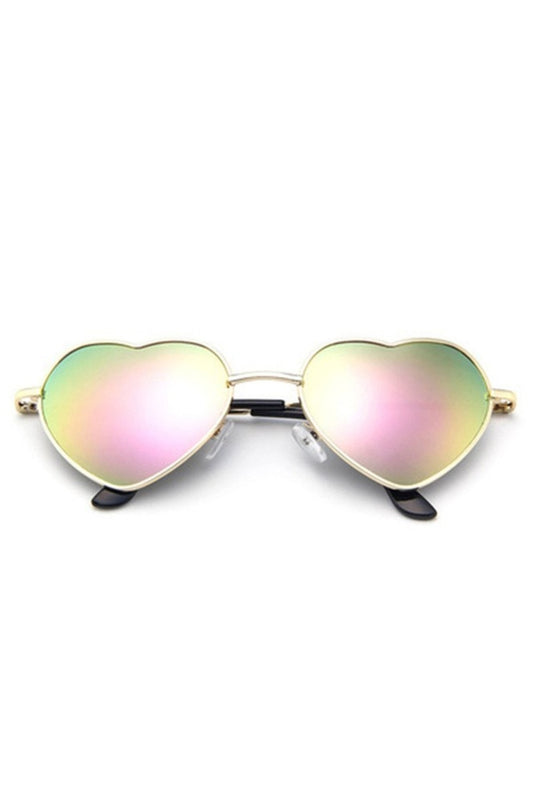 Reflective Green Fashion Heart Glasses