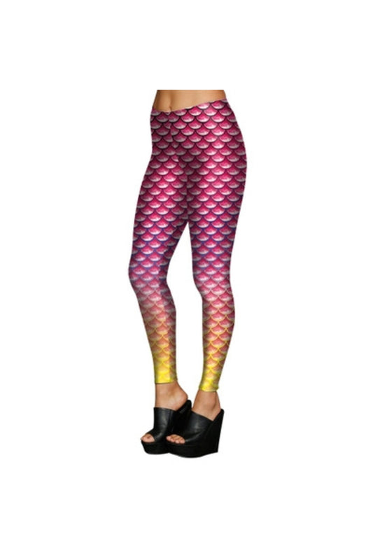 Hot Pink to Yellow Gradient Fish Scale Leggings