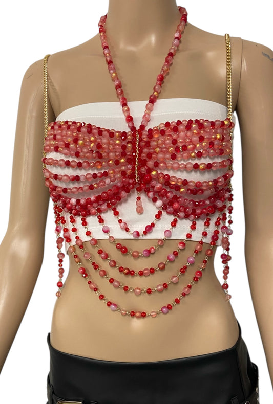 Red Beaded Festival Top