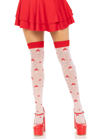 Magic Mushroom Sheer Spandex Thigh Highs