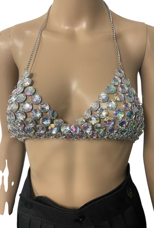 Iridescent Clear Beaded Bralette