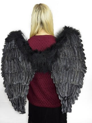 Jumbo 65cm x 60cm Black Angel Wings