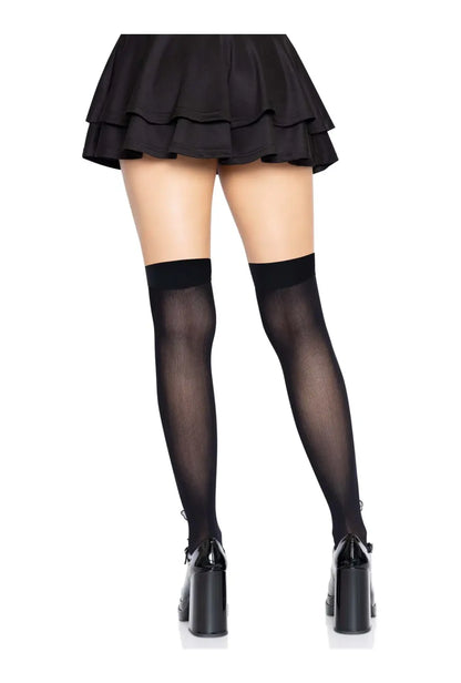 Black Opaque Cut-Out Butterfly Applique Thigh Highs