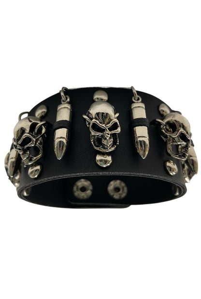 Punk Cuff With Skulls and Bullets