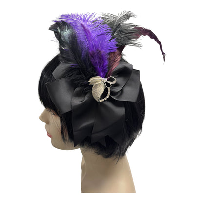 Burlesque Purple Feather Hair Bow