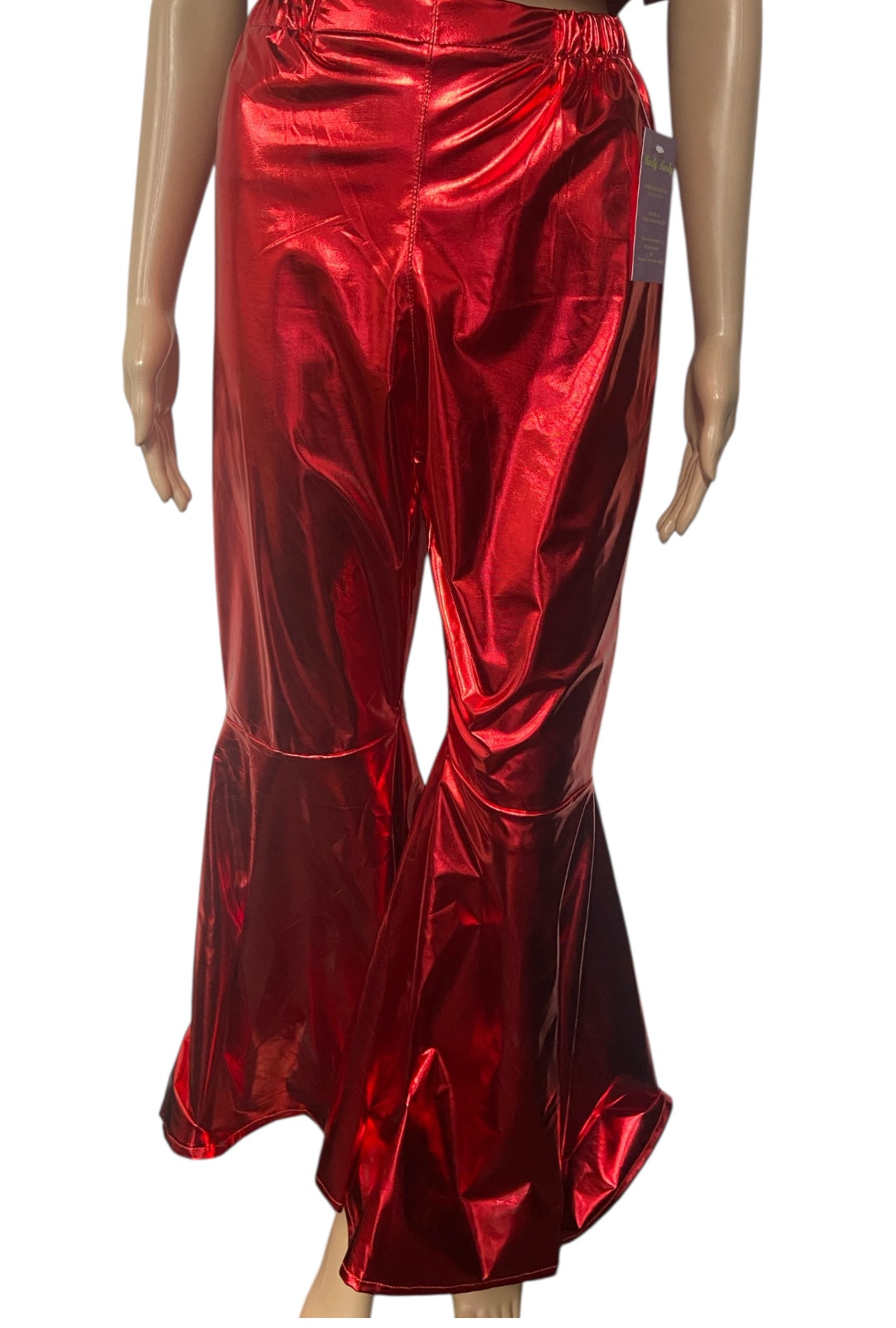 Metallic Red Flare Pants