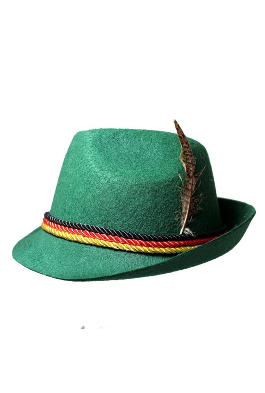 Forest Green Oktoberfest Trilby Hat with Feather