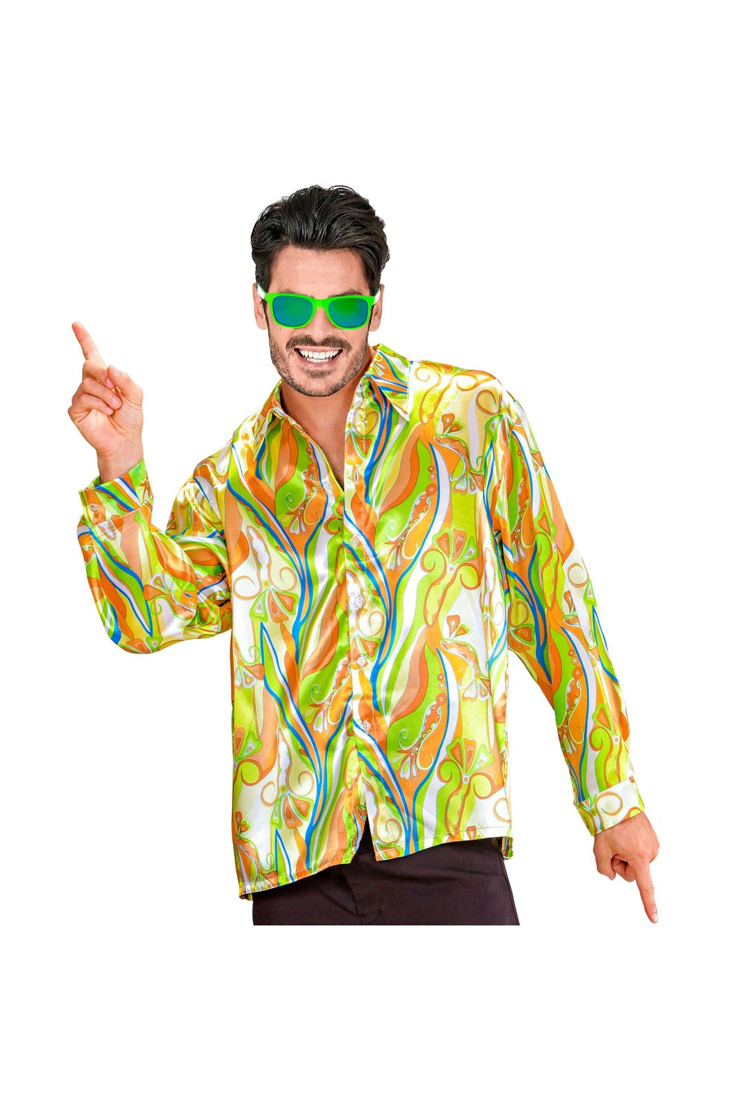 Lime Green 70's Mod Disco Shirt