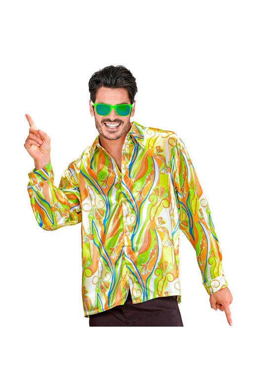 Lime Green 70's Mod Disco Shirt