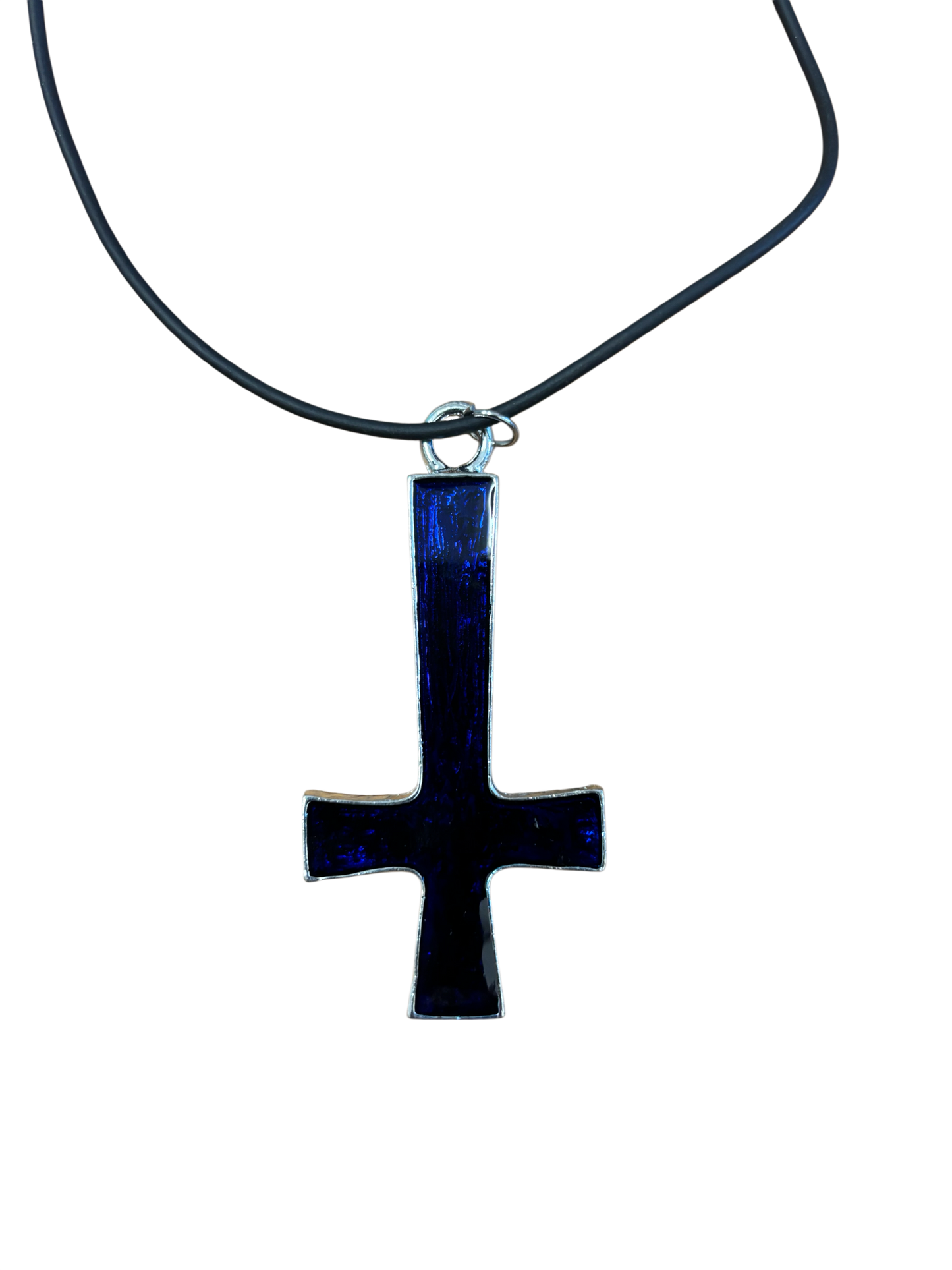 Indigo Gothic Inverted Cross Necklace