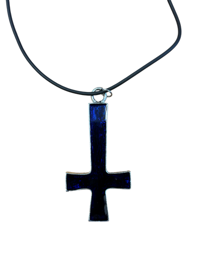 Indigo Gothic Inverted Cross Necklace
