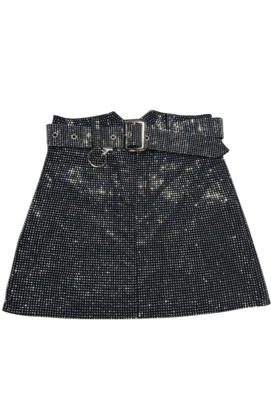 Black Rhinestone Utility Skirt