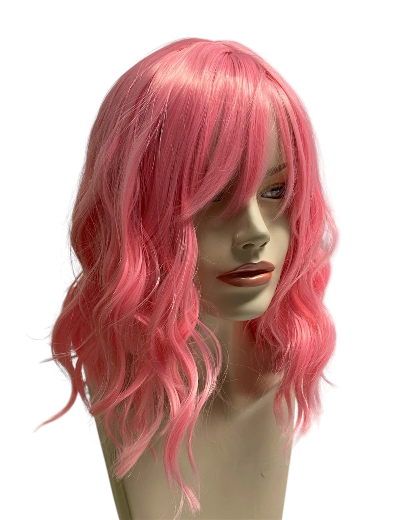 Soft Rose Pink Wavy Bob Wig