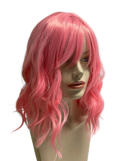 Soft Rose Pink Wavy Bob Wig