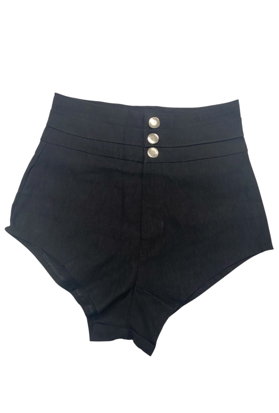 Black Booty Shorts With 3 Button Detail