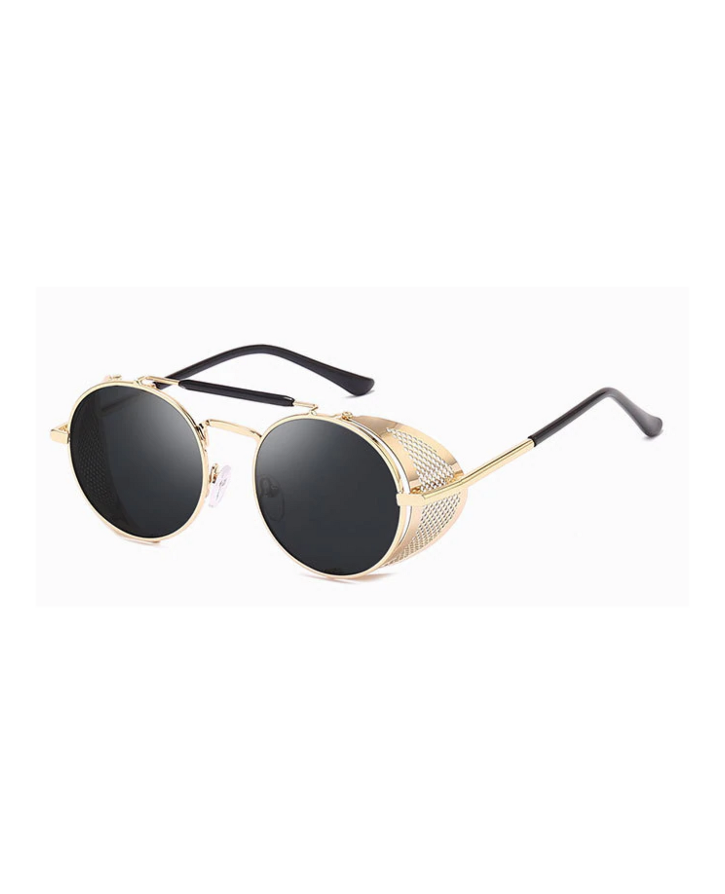 Gold and Black Retro Round Glasses