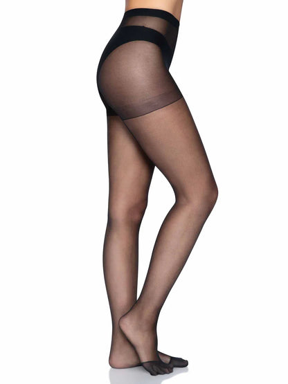 Leg Avenue: Black Sheer Pantyhose with Back Seam