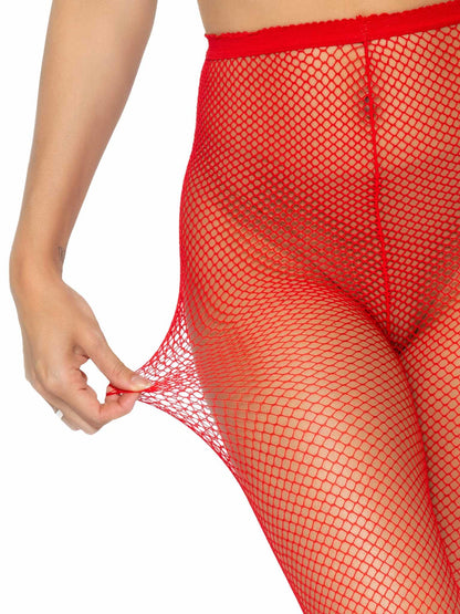 Red Spandex Fishnet Tights