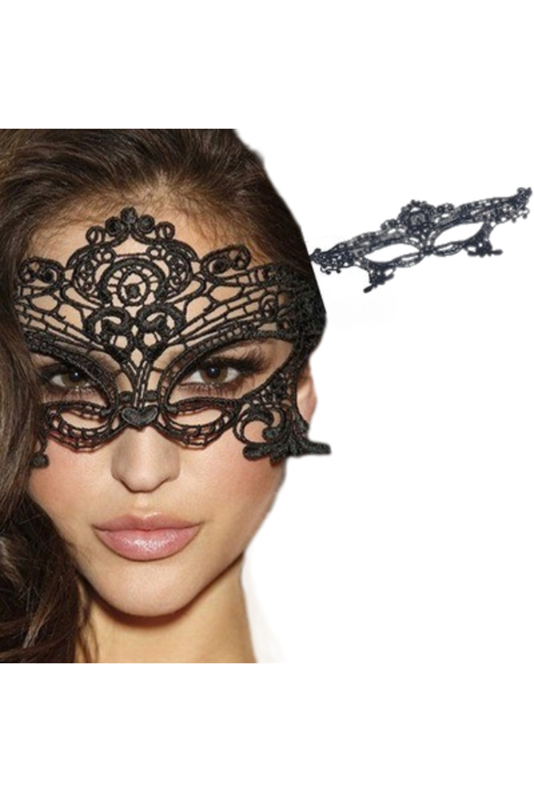 Black Decorative Lace Masquerade Mask