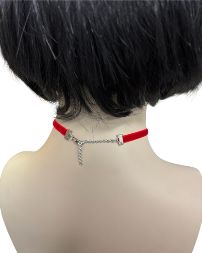 Thin Red Velvet Choker