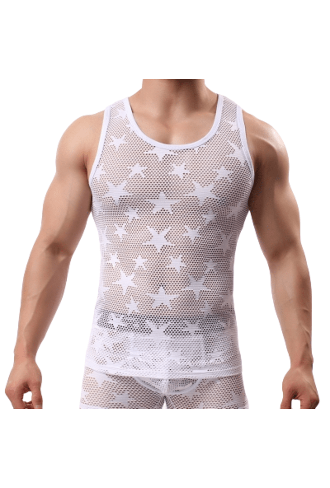 Men's White Star Mesh Singlet