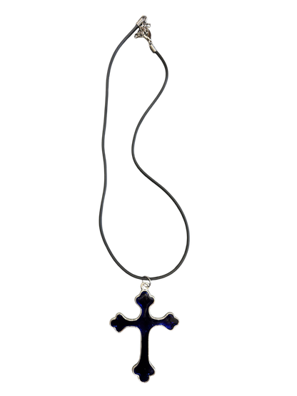 Gothic Indigo Blue Cross Necklace