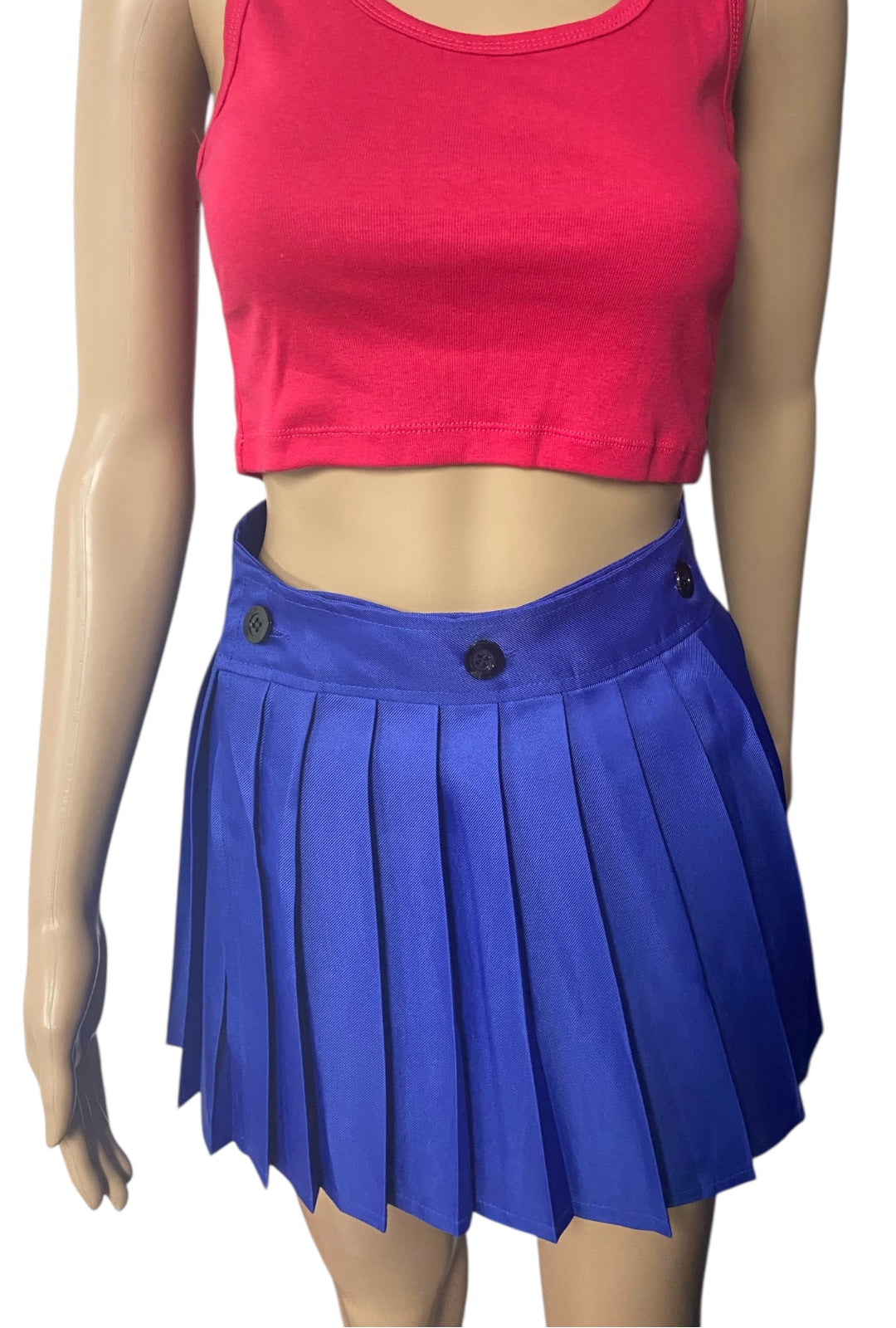 Adjustable Blue Pleated Skirt