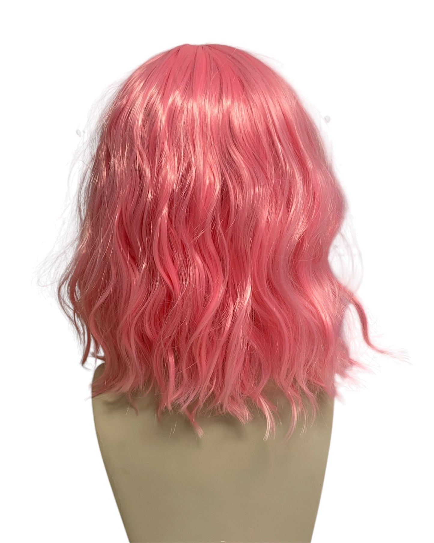 Soft Rose Pink Wavy Bob Wig