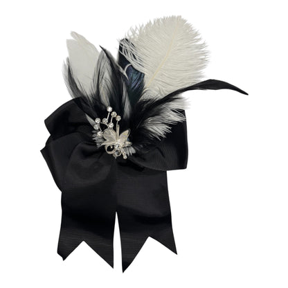 Burlesque White Feather Hair Bow