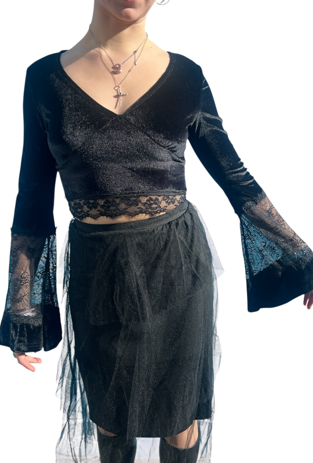 Three Tiered Black Tulle Skirt