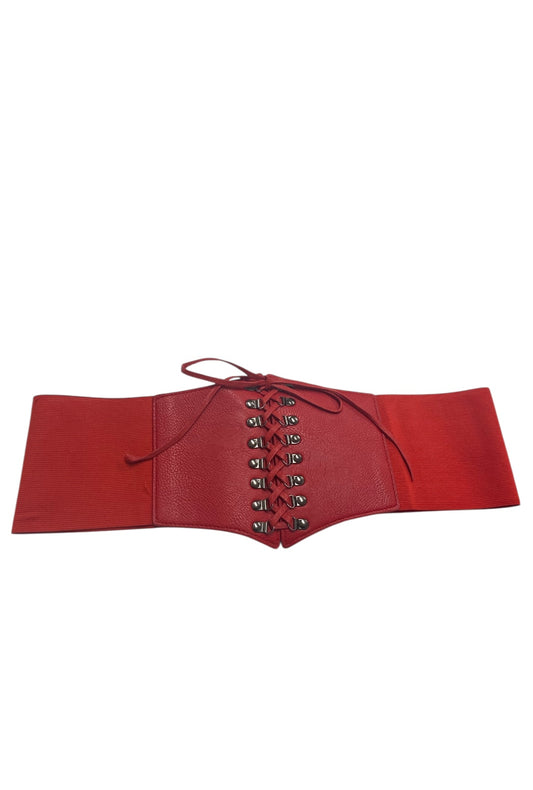 Textured Plus Size Red Corset Belt