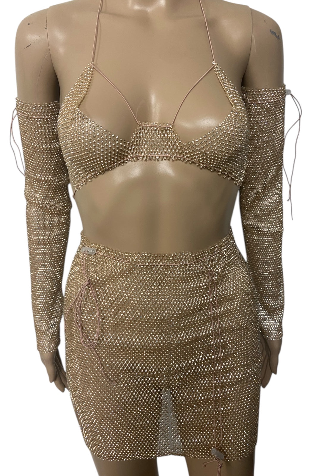 Nude Crystal Mesh Festival Set