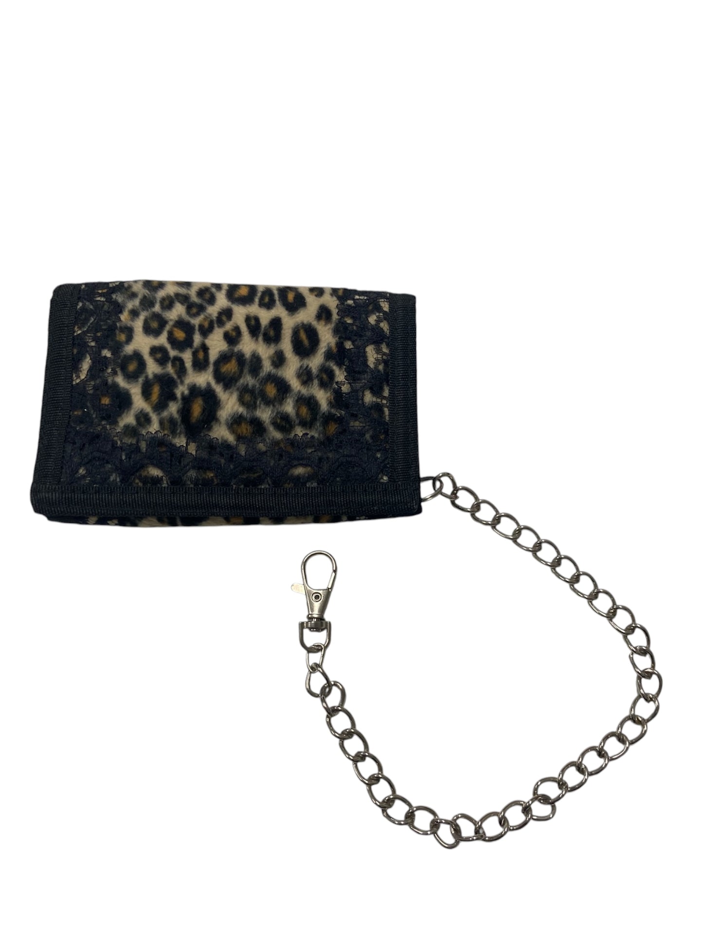 Leopard Print velcro wallet with Lace Trim