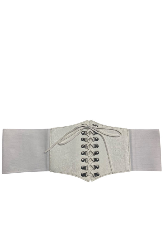 Textured Plus Size White Corset Belt