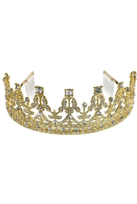 Deluxe Gold Rhinestone Queen Crown